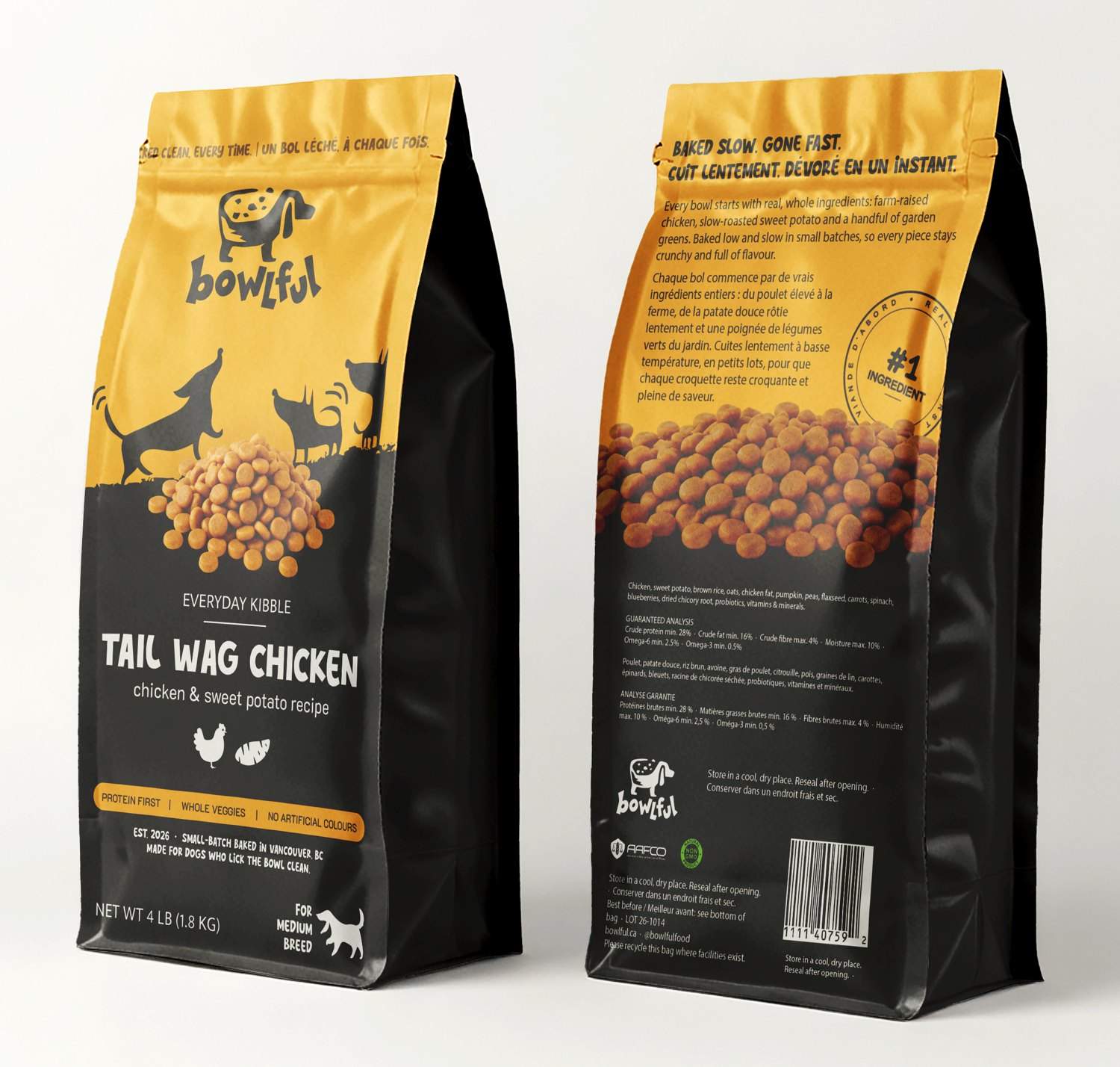 Tail Wag Chicken bag, front and back