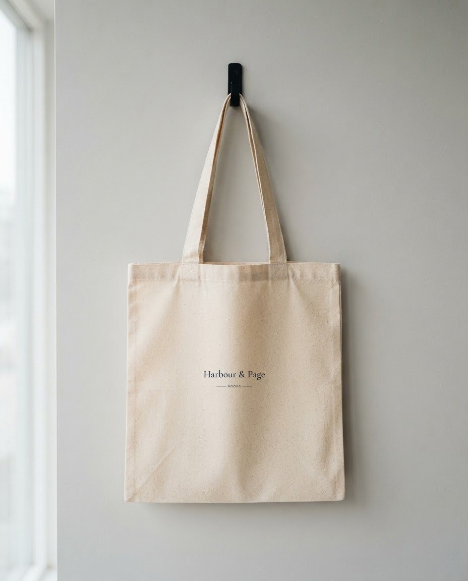 Tote back with the Harbour & Page logo